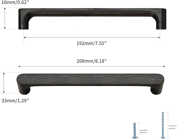 Black Round 7-1/2in 6 pcs Wooden Drawer Pulls Handle pulls for cabinets Kitchen Cabinet Drawer pulls Cabinet Door Pull