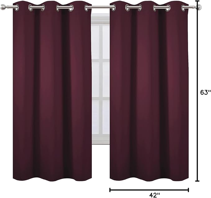 Burgundy Red Blackout Curtains 42 x 63 Inch Length/Set of 2 Curtain - Image 10