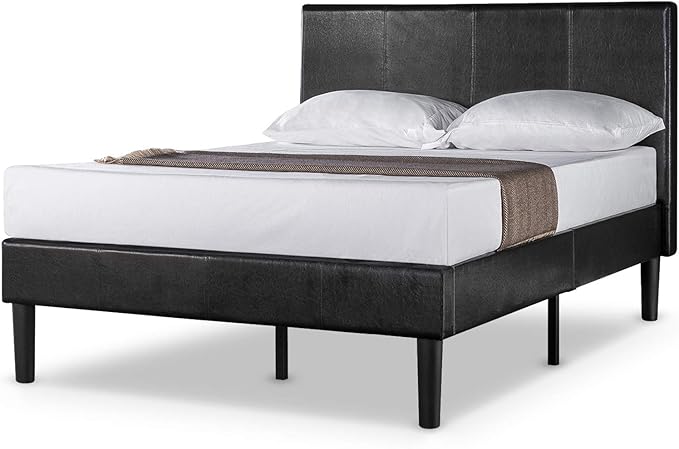 ZINUS Gerard Faux Leather Upholstered Platform Bed Frame, Mattress Foundation, Wood Slat Support, No Box Spring Needed, Easy Assembly, Twin