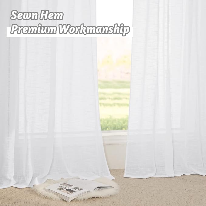 RYB HOME White Semi Sheer Curtains 90 inches Long - Image 5