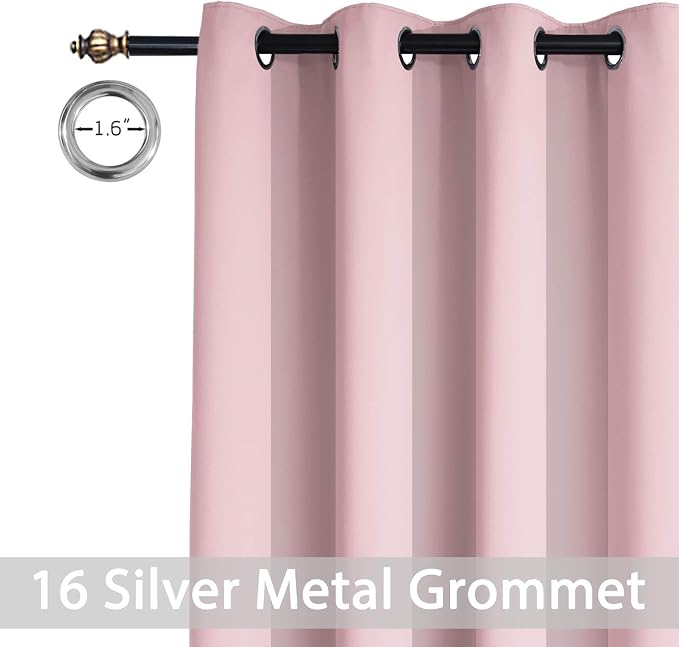 Yakamok Pink Room Darkening Curtains 96 inch Sliding Door Drapes | 1 Extra-wide - Image 3