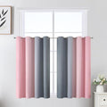 Ombre Grey and Pink Blackout Curtains 36 Inch Long | Thermal Insulated Grommet by ESTELARTEXTILER