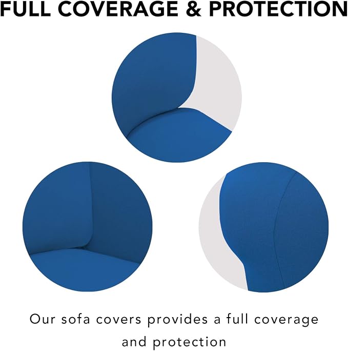 PureFit Stretch Couch Covers for Sofa 4 Seater Slipcovers Classic Blue | - Image 3
