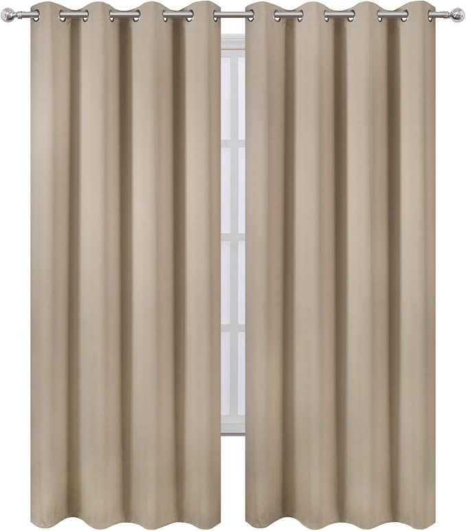 Blackout Curtains 52 x 108 inch/Khaki Curtains Set of 2 Panels/Thermal - Image 2