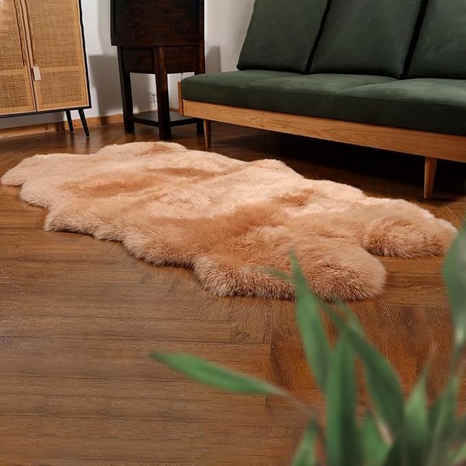 IRIWOOL Premium Genuine Fur Sheepskin Rug Real Australia Sheepskin Natural - Image 2