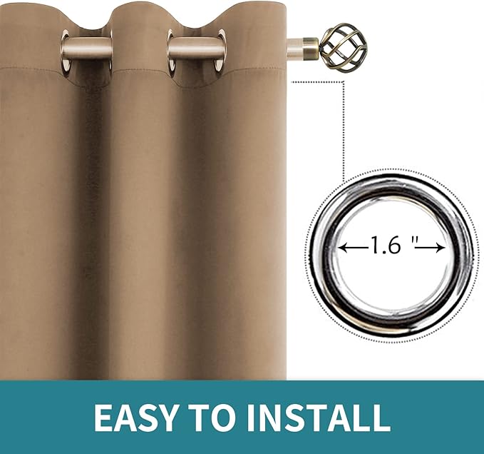 BGment Blackout Curtains for Living Room - Grommet Thermal Insulated Room Darkening Curtains for Bedroom, 2 Panels of 52 x 45 Inch, Taupe