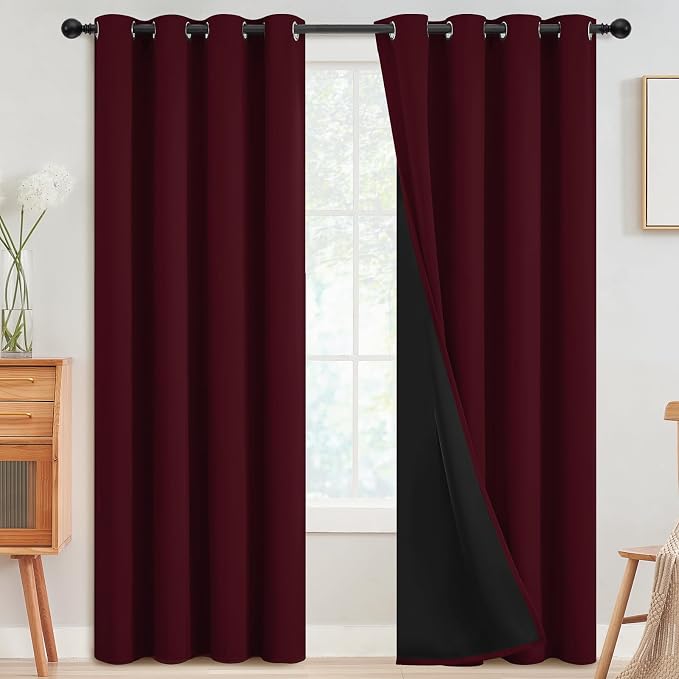 SimpleHome Wine red 100% Blackout Curtains Room Darkening Living Room 84L | by SimpleHome