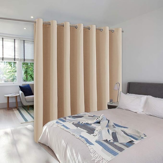 NICETOWN Room Divider Curtain Screen Partitions, Basement Hospital Medical Clinic Spa Lab Cubicle Curtain Divider Privacy Screen, Patio Door Curtain (Biscotti Beige, 1 Panel, 12.5ft Wide x 8ft Long)