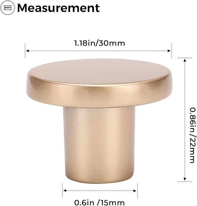 Ravinte 3 Pack Cabinet Knobs Champagne Gold Kitchen Cabinet Knobs Round Dresser Drawer Pulls Closet Door Pulls 1-1/5 Inch