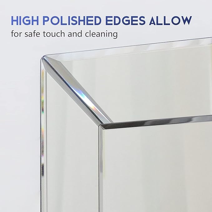 Pregaspor Mirror on Mirror Wall Mirror for Bathroom, 16" x 24" Rectangular Frameless Bathroom Vanity Mirrors for Wall, Polished Beveled Edge Mirrors for Washroom