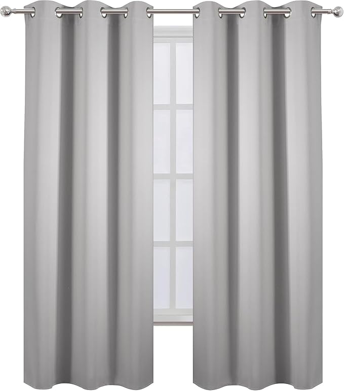 Blackout Curtains 38 x 84 inch/Light Grey Curtains Set of 2 Panels/Thermal - Image 4