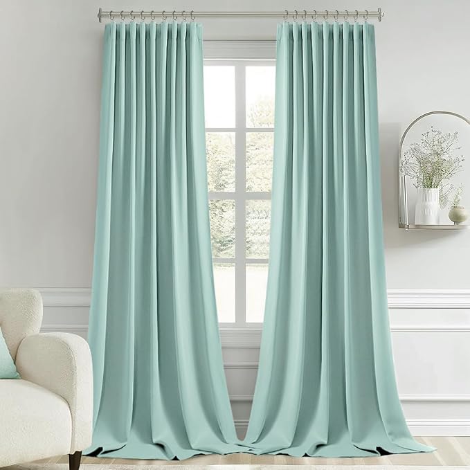 MIULEE Aqua Back Tab Blackout Curtains 52x120 Inch Long 2 Panels Set | Rod - Image 9