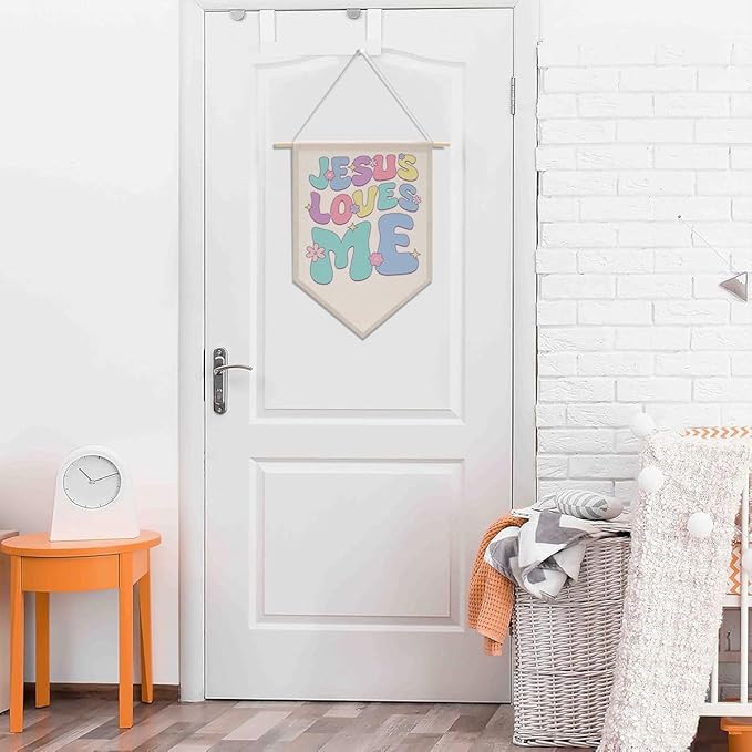 Nursery Decor Jesus Decor Boho Christian Decoration Canvas Hanging Pennant Flag Banner Wall Sign Decor Gift for Nursery Bedroom Playroom Game Room Front Door