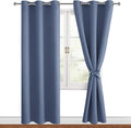Blackout Curtains for Bedroom, 42 x 84 Inch Long Blue Haze 2 Panels | Thermal by Hiasan