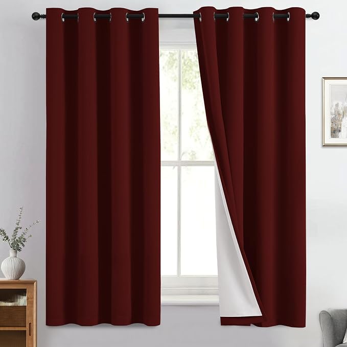 Yakamok Burgundy Red Blackout Curtains 63 Inches Long by Yakamok