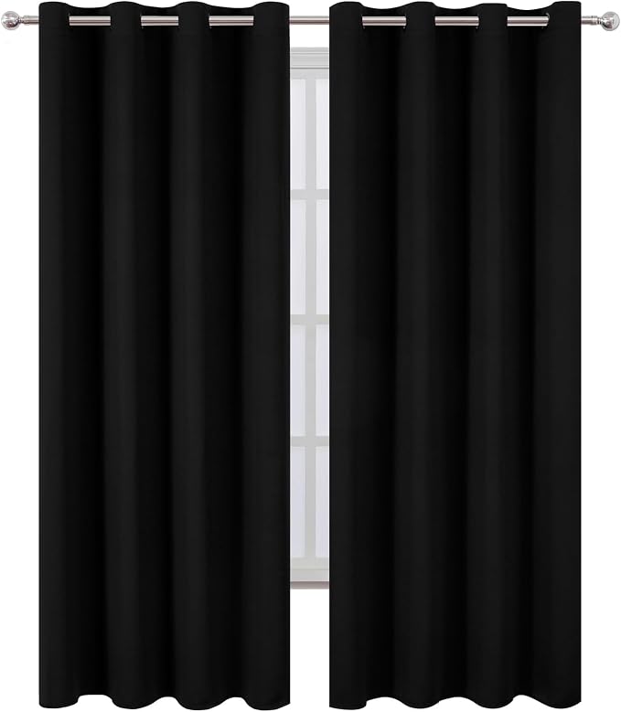 Blackout Curtains 52 x 120 Inch Long Black Curtains Set of 2 Panels Room - Image 2