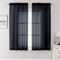 Black Sheer Curtains 68 Inch Length 2 Pcs, Light Filtering Rod Pockets Window by Lecloud