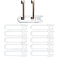 Vmaisi 10 Pack Baby Sliding Cabinet Locks - Adjustable U Shaped Child Safety Locks,Childproof Latches for Kitchen Bathroom Storage Cupboards Doors, Handles and Knobs White (10)