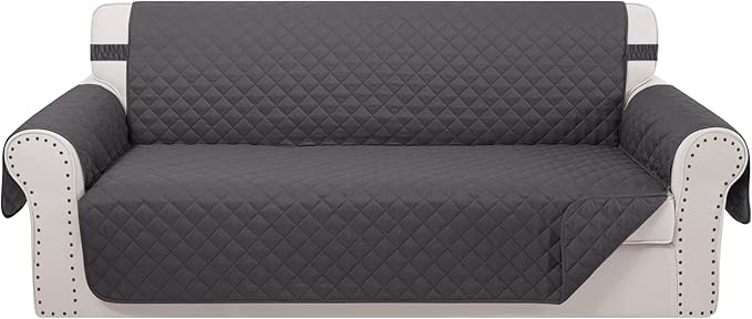 Reversible 4 Seater Sofa Cover 91" Large, Dark Grey | Couch Cover Furniture by LuxshareHome