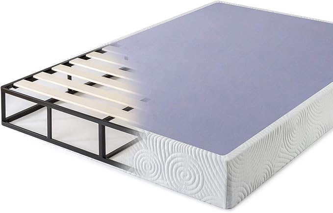 ZINUS Metal Box Spring with Wood Slats, 9 Inch Mattress Foundation, Sturdy Steel Structure, Easy Assembly, King