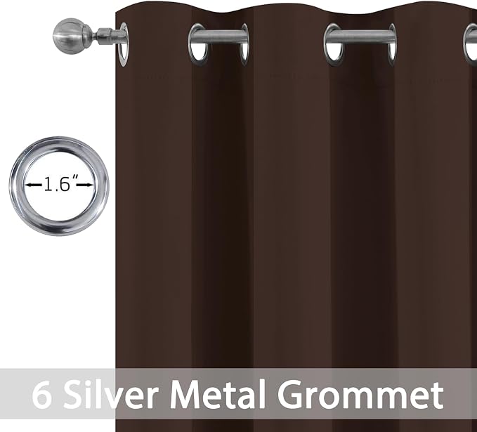 Yakamok Room Darkening Curtains 42x84 inch Long Chocolate Brown-Living Room | 2 - Image 2