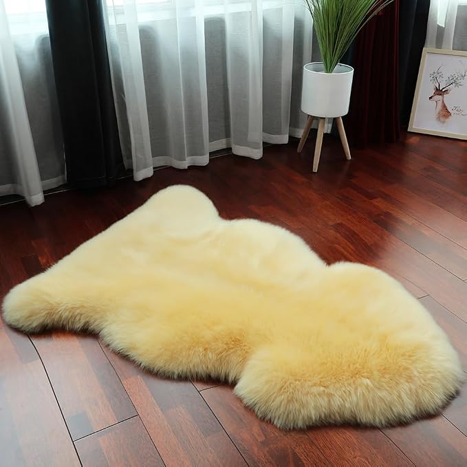 LLB Genuine Sheepskin Area Rug Wool Rug Fur Carpet Fluffy Shaggy Fur Rug - Image 4