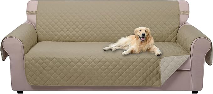 U-NICE HOME 4 Seater Sofa Cover 91''Large Couch Cover, Light Camel/Beige | by U-NICEHOME