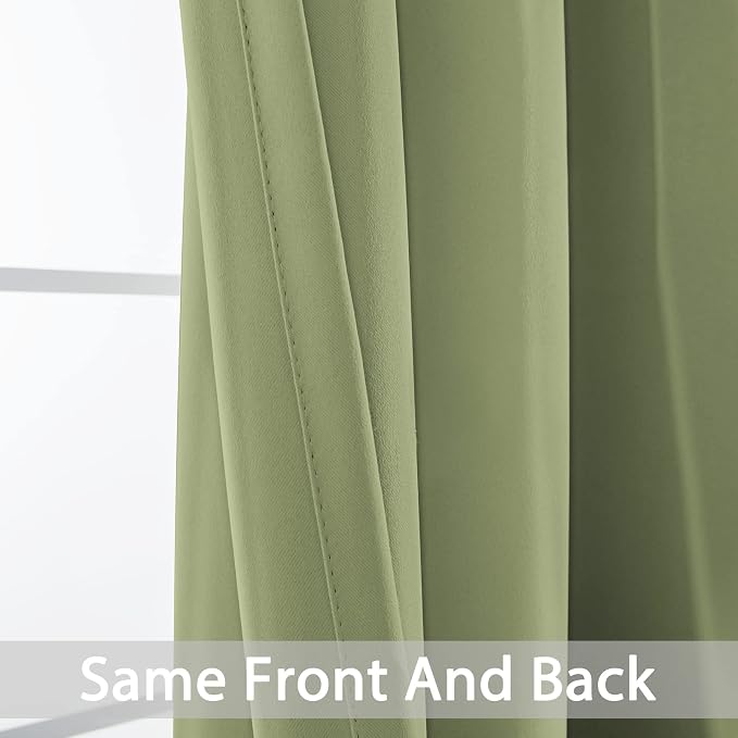 Yakamok Room Darkening Curtains 62x84 inch Length Sage Green-Living Room | 2 - Image 3