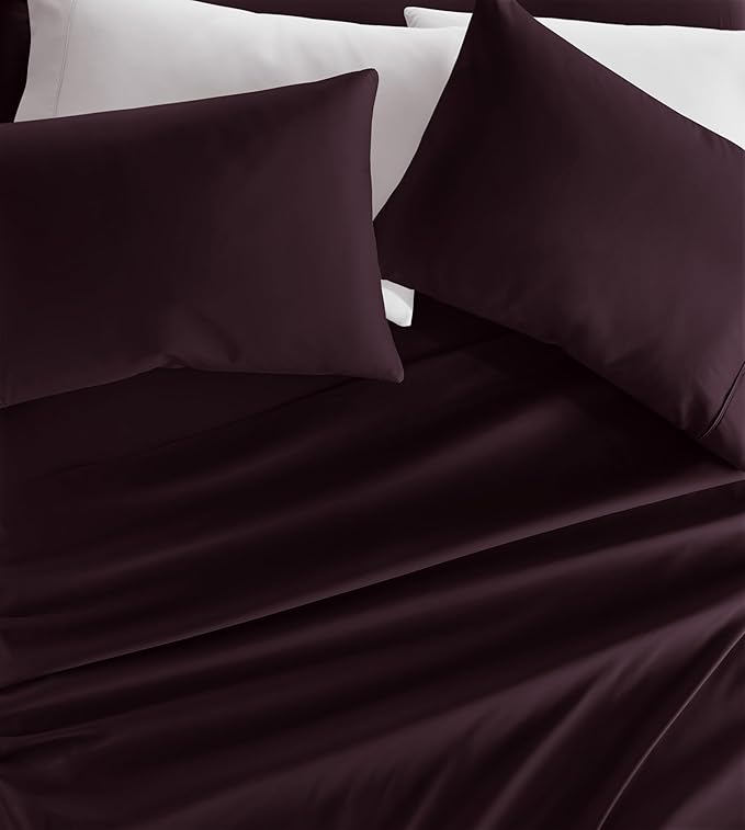 Linen Market Brushed Microfiber King Sheet Set 4 Piece – Oeko-TEX Certified Ultra Soft & Wrinkle-Free - 16" Deep Pocket Sheets - Easy Care King Size - Purple
