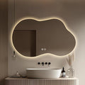 LED Bathroom Mirror with Lights 24x40, Stepless Dimmable Irregular Backlit Mirror with 3 Colors, Anti-Fog, Memory, Al-Alloy Lampshade, Frameless Smart Mirror for Bathroom (Horizontal/Vertical)