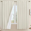60 Inch 100% Blackout Ivory Linen Curtains 2 Panels, 52 x 60 Inch | Linen by LAMIT