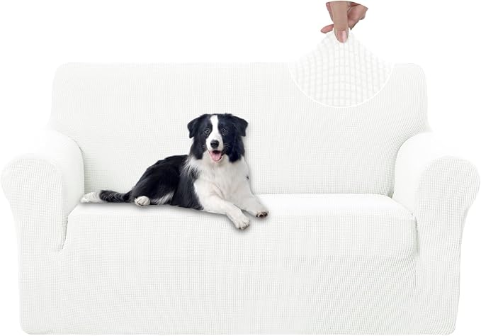 U-NICE HOME Loveseat Cover Stretch Couch Cover Sofa Slipcover, Ivory White | 2 by U-NICEHOME