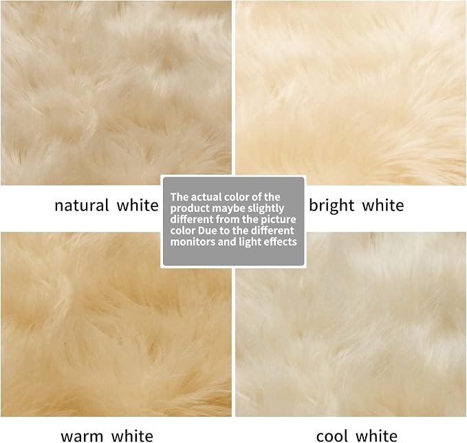 SERISSA 5x5 Fluffy Beige Round Faux Fur Area Rug - Image 6