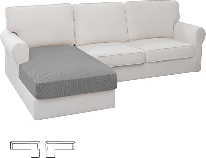 Easy-Going Stretch 1 Piece Chaise Lounge Cushion Slipcover | Sectional Couch by Easy-Going