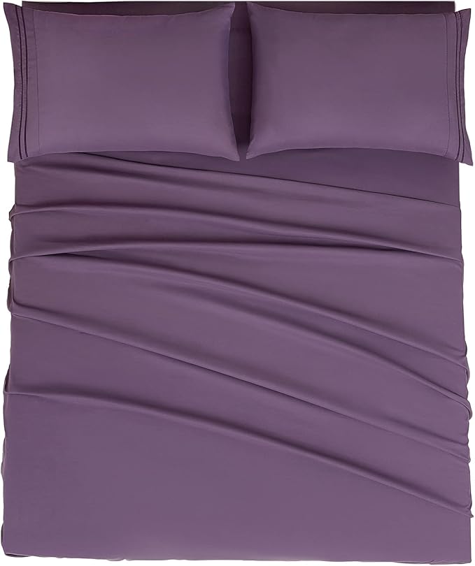 Mejoroom Full Size Sheet Sets - 1800 Collection Microfiber Bed Sheet Set with 16 Inch Deep Pocket Fitted Sheet, Soft, Breathable, Wrinkle, Fade & Stain Resistant - 4 Piece (Full, Purple)