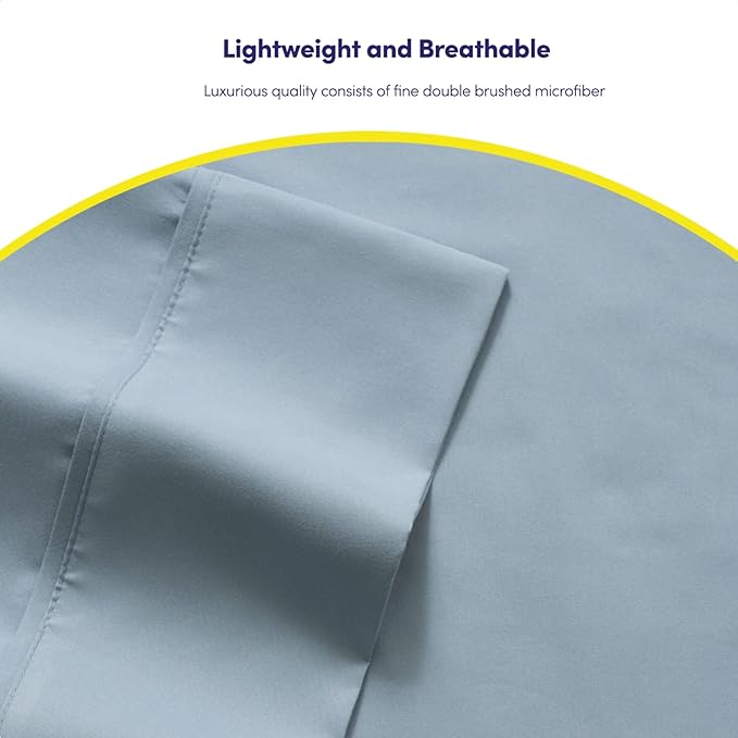 Queen Sheets Blue Misty - 6 Piece 1500 Supreme Deluxe Collection Deep Pocket Ultra Soft Queen Sheet Set Bedding - 2 Extra Pillow Cases, Great Value, Queen, Blue Misty