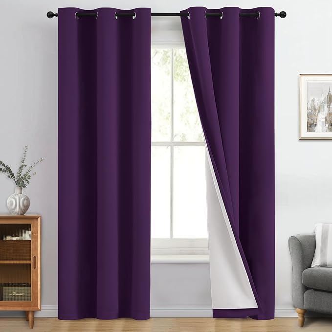 Yakamok Purple 100% Blackout Curtains 84 Inches Long by Yakamok