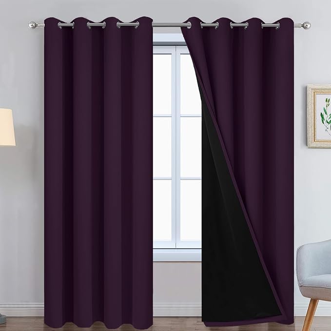 Yakamok Dark Purple 100% Blackout Curtains 96 Inches Long 52" Wide 2 Panels | by Yakamok