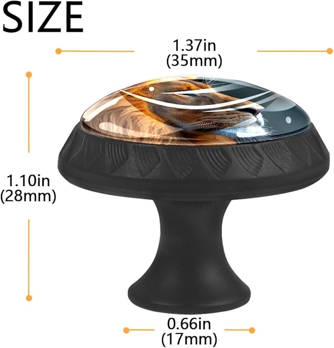 4 Pack Drawer Pulls Lion Animal Crystal Glass Round Knobs Pulls Handles for Cabinets Dressers Kitchen Bathroom - Cupboards Wardrobes Hardware Furniture Knobs