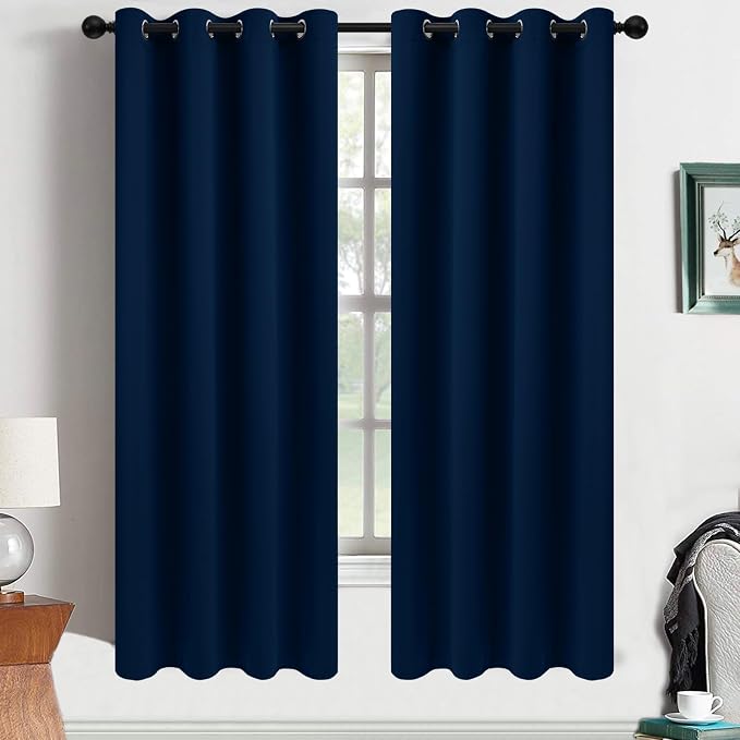 Yakamok Room Darkening Curtains 52x63 inch Length Dark Blue-Living Room | 2 by Yakamok