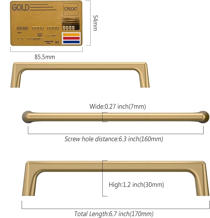 Amerdeco 10 Pack Champagne Bronze Cabinet Pulls 6.3 Inch(160MM) Hole Centers Kitchen Cabinet Handles Hardware Kitchen Handles for Cabinets Cupboard Handles Drawer Pulls ZH0041