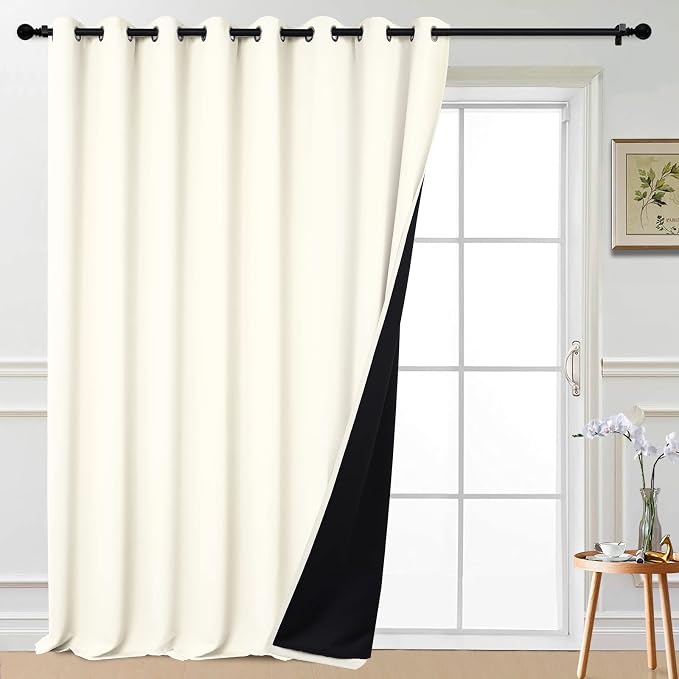 Yakamok Cream 100% Blackout Patio Door Curtain Panels W100 x L108, 1 Panel | by Yakamok