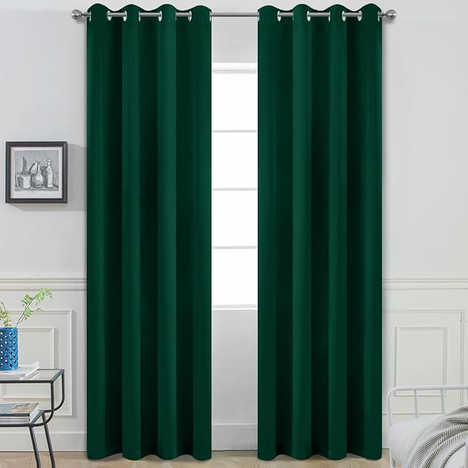 Yakamok Room Darkening Curtains 52x90 inch Length Dark Green-Living Room | 2 by Yakamok