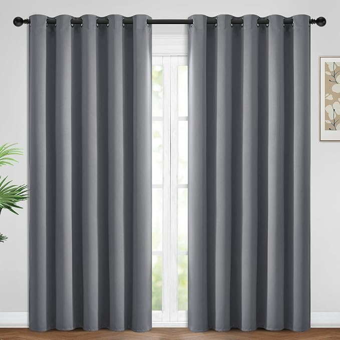 Yakamok Grey Room Darkening Curtains 62x96 inch Gray Grommet-Living Room | 2 by Yakamok