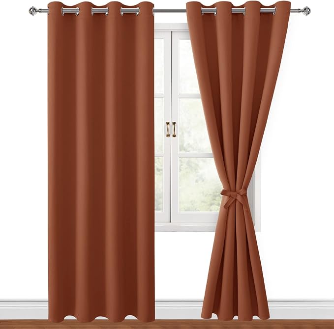Fall Blackout Curtains for Bedroom, 52 x 84 Inches Long Burnt Ochre | Thermal - Image 8