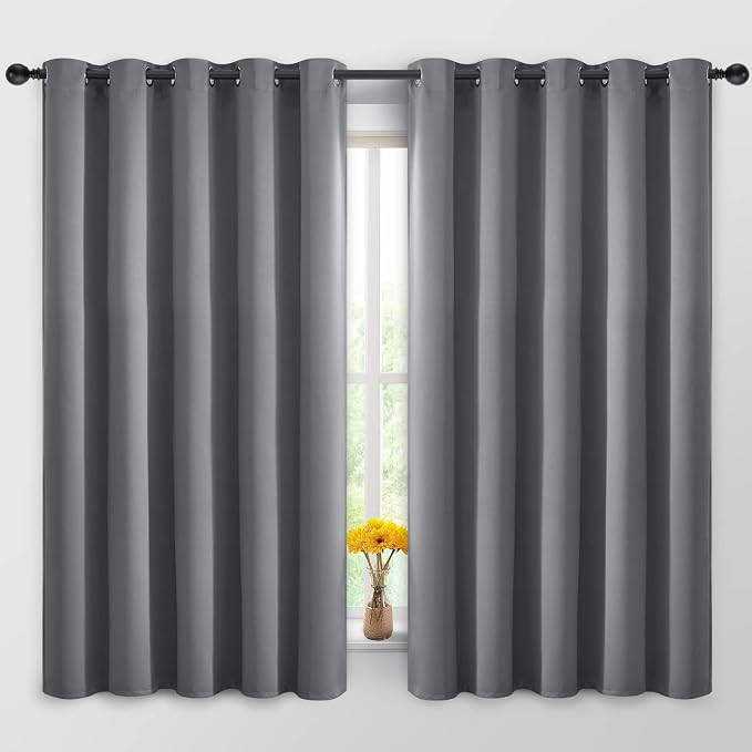 Yakamok Grey Room Darkening Curtains 62x63 inch Gray Grommet-Living Room | 2 by Yakamok
