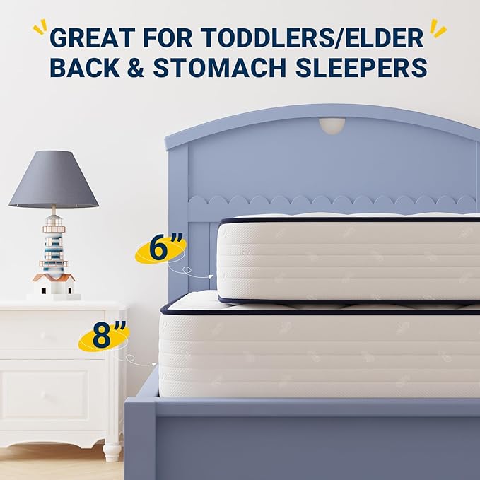 Avenco 8 Inch Twin XL Mattress, Twin Bed Mattresses in a Box, Medium Soft, Breathable Fabric Cover & Adaptive Support, CertiPUR-US Certified, Twin XL Size Mattress in Guest and Kids Bedroom