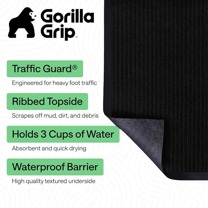 GORILLA GRIP Waterproof Traffic Guard Door Mat, 2 Pack Indoor Outdoor Durable - Image 2