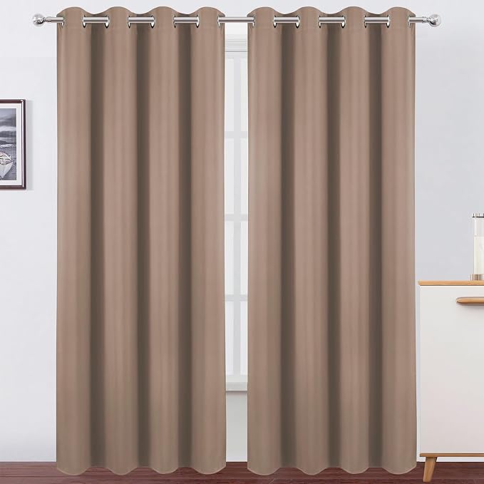 Blackout Curtains 52 x 90 Inch Long Cappuccino Curtains Set of 2 Panels Room by Lemomo
