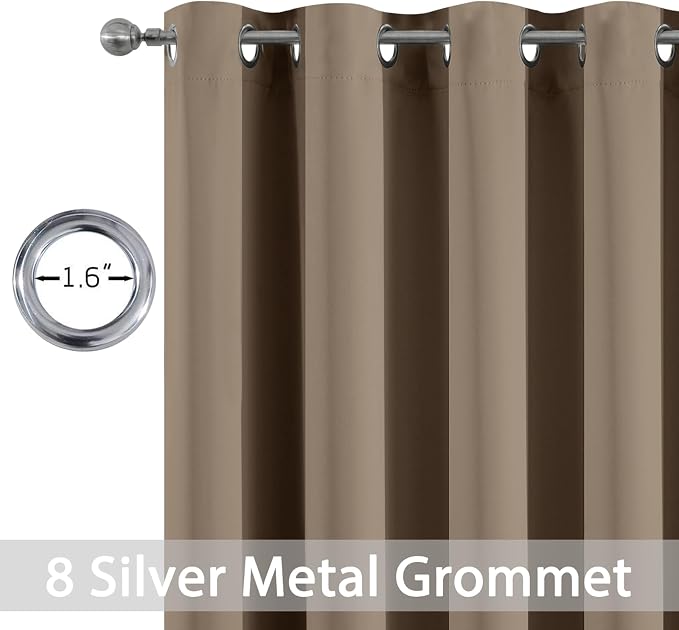 Yakamok Room Darkening Curtains 52x63 inch Length Khaki-Living Room | 2 panels - Image 2